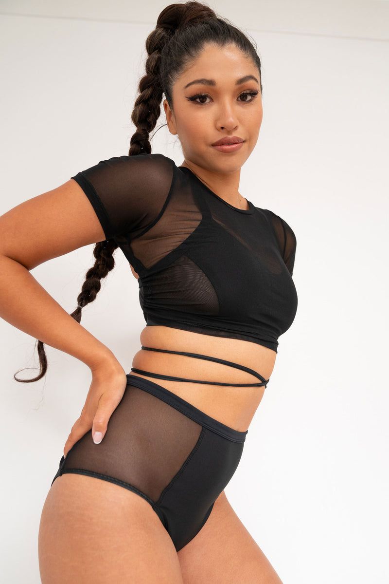Lunalae - Ember Mesh Top dos nu à nouer Noir
