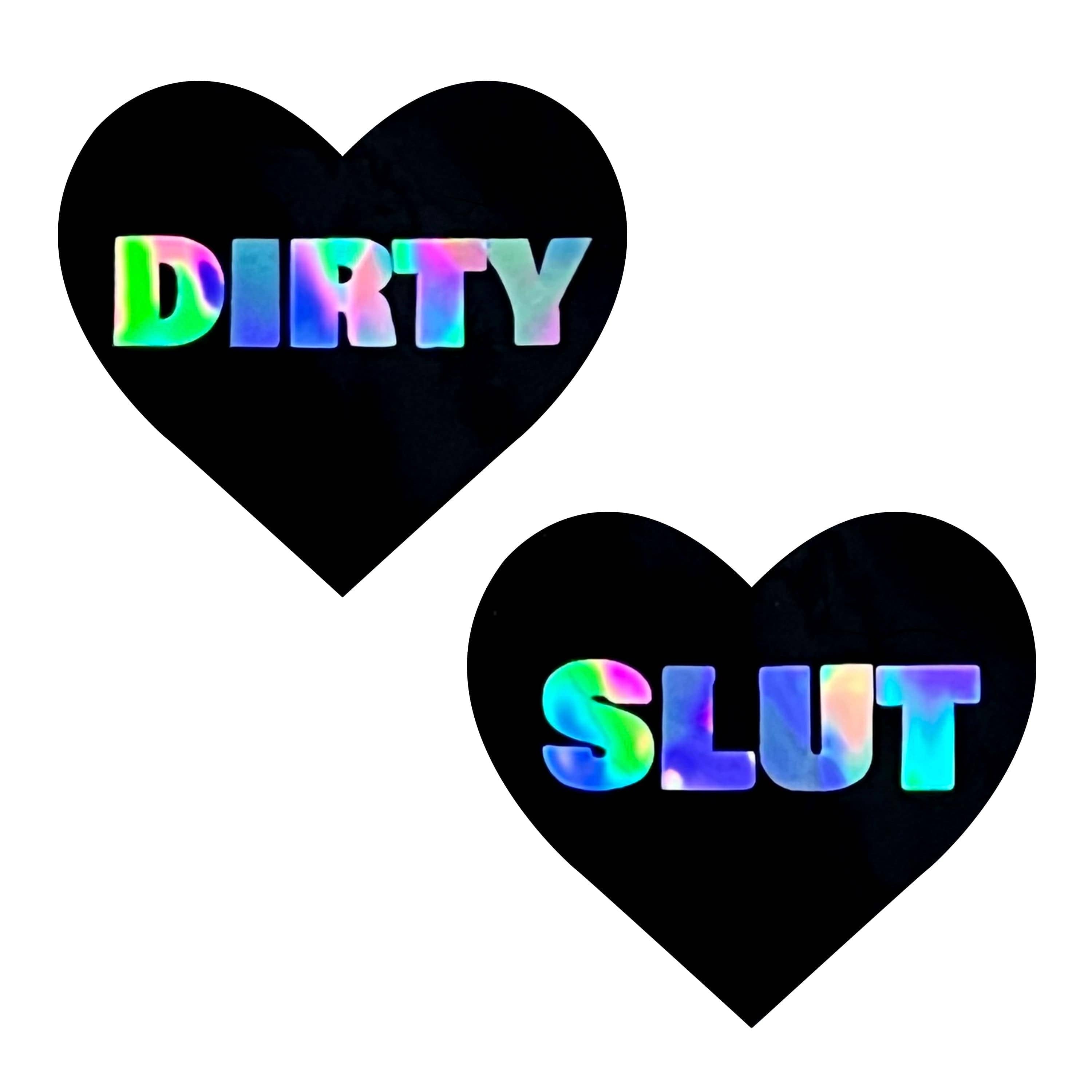 Neva Nude - Nippies holographiques Dirty Slut Dom I Heart U