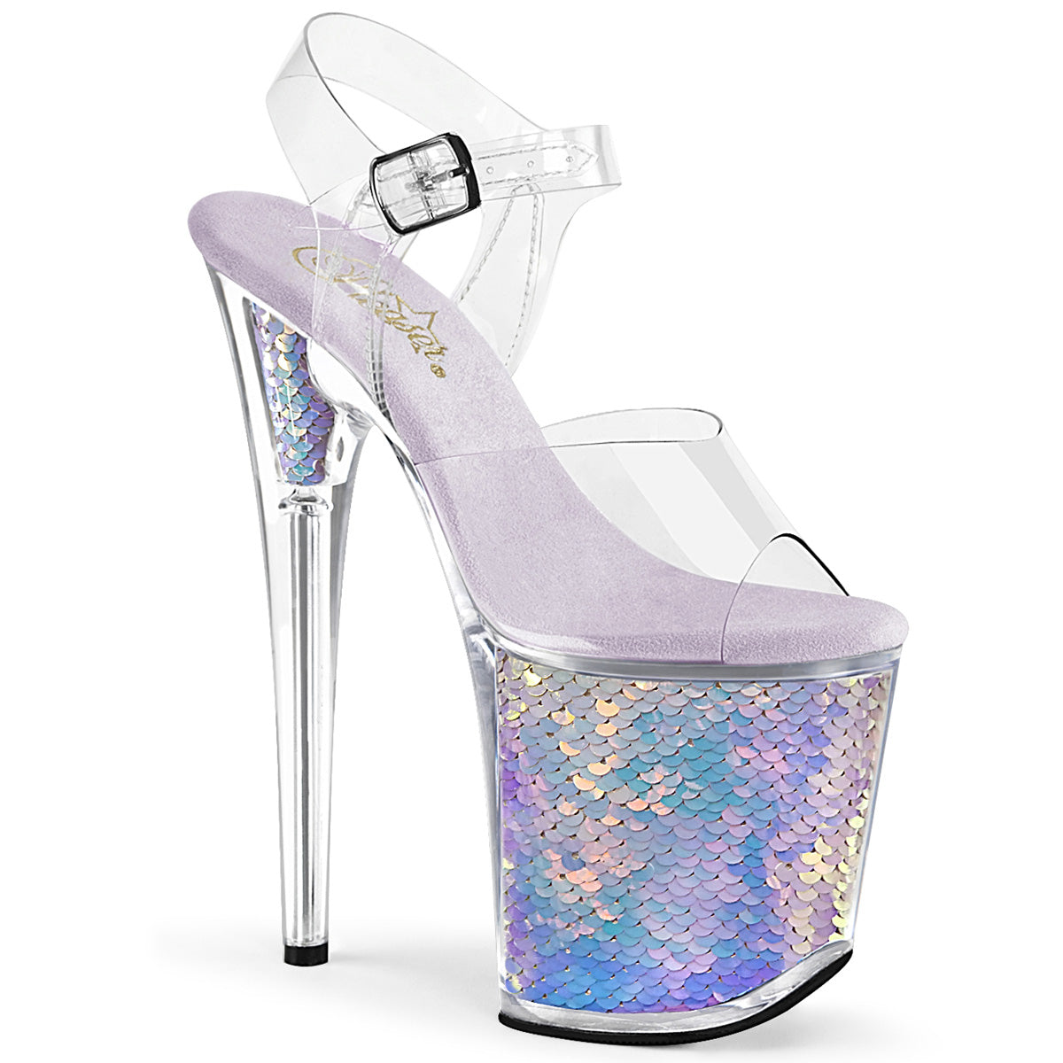 Pleaser - Flamingo 808MC - Holographic Mermaid - 8 inch