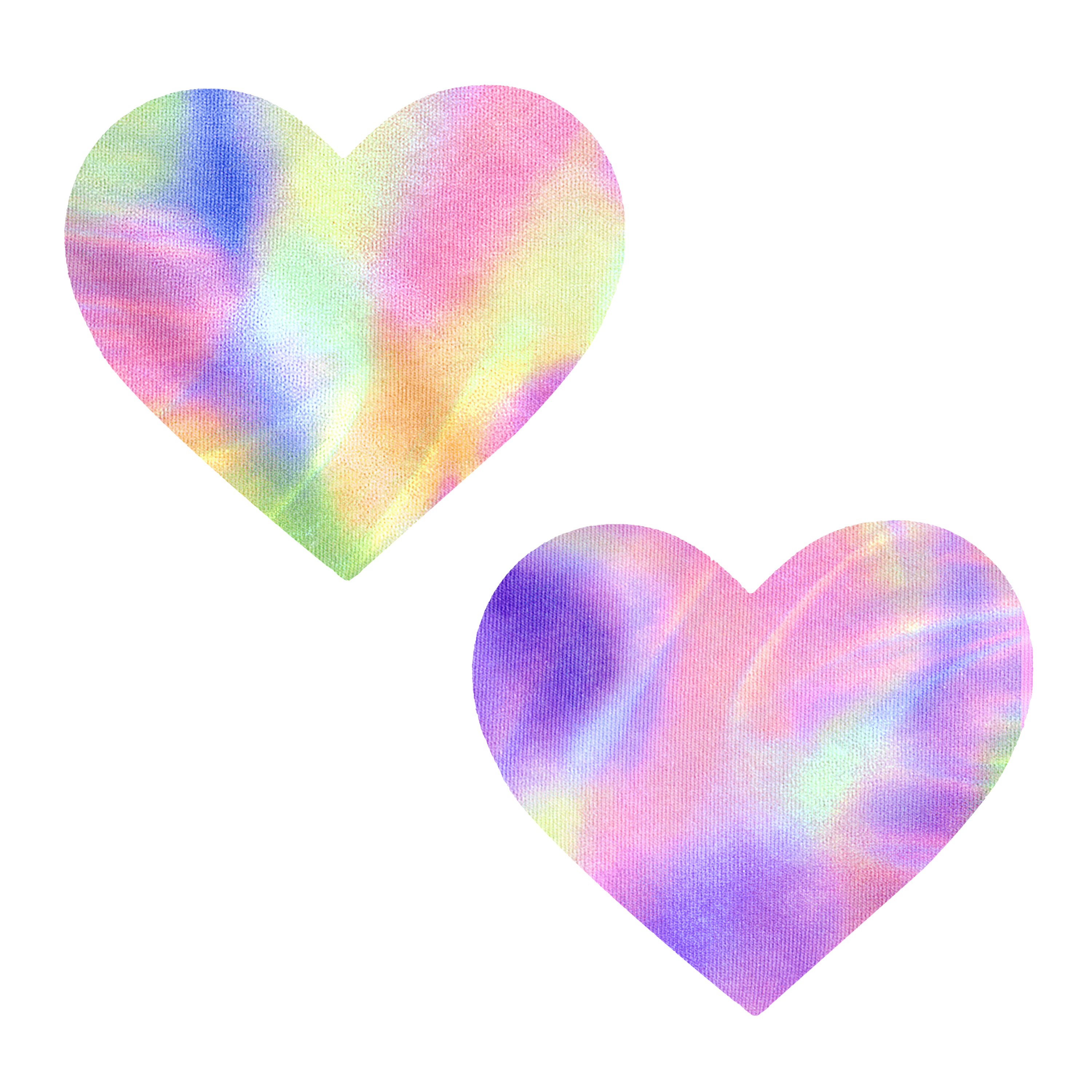 Neva Nude - Nippies en tissu J Valentine - Licorne Pâtisserie Tie Dye UV Iridescent I Heart U