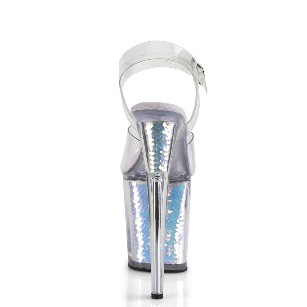 Pleaser - Flamingo 808MC - Holographic Mermaid - 8 inch