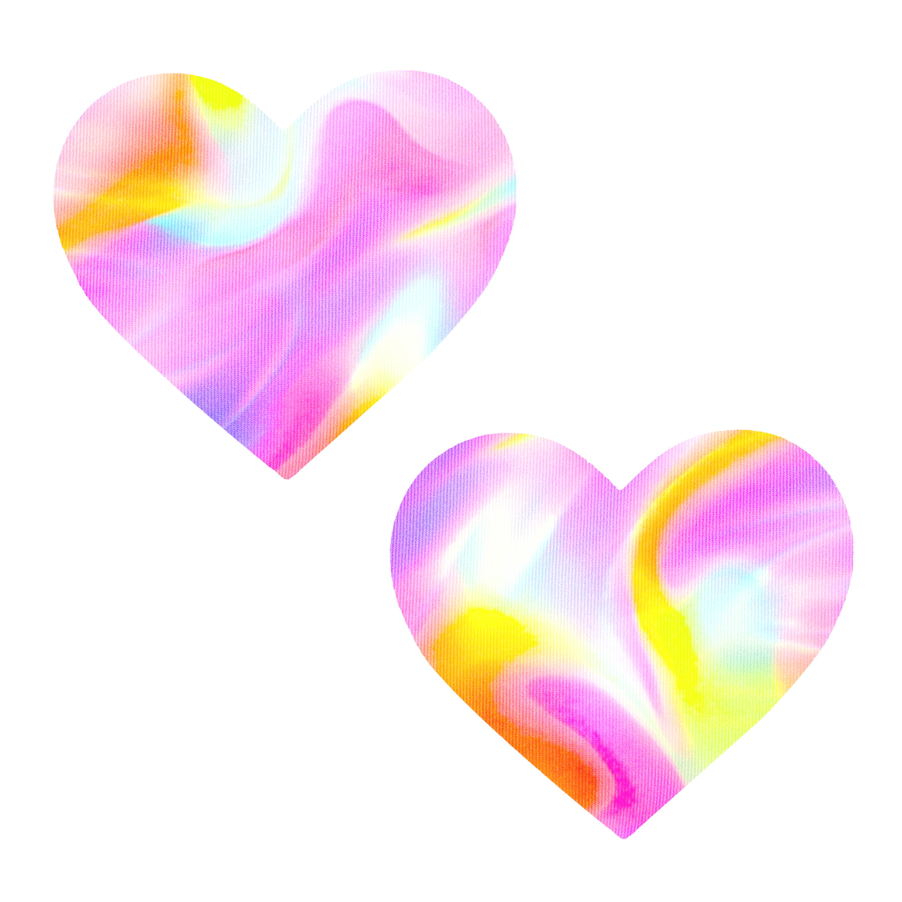 Neva Nude - Nippies en tissu J Valentine - Licorne Pâtisserie Tie Dye UV Iridescent I Heart U