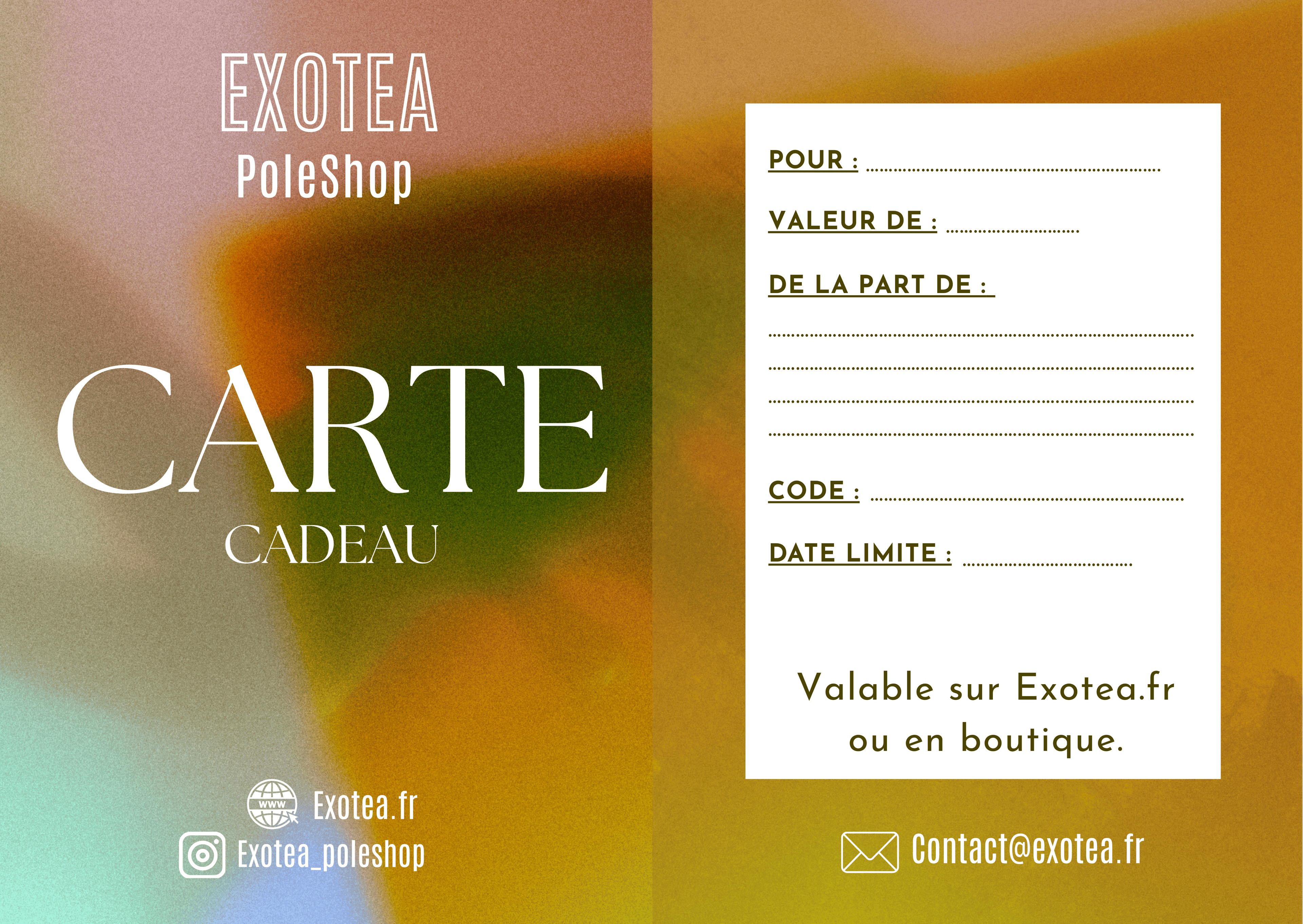 Carte cadeau Exotea PoleShop