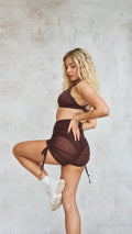 Lunalae – Sienna Mesh Drawstring Shorts Chocolate