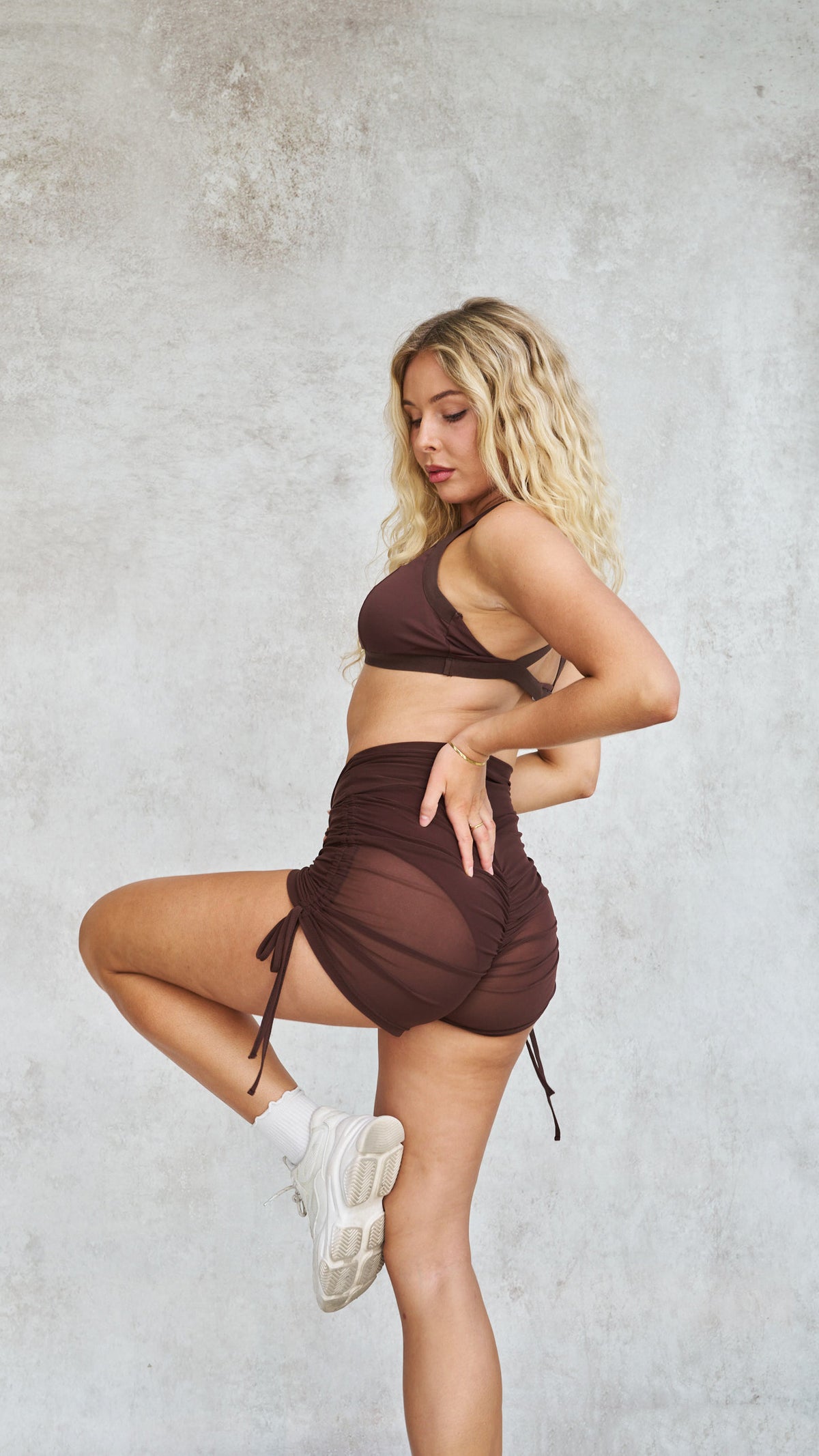Lunalae – Sienna Mesh Drawstring Shorts Chocolate