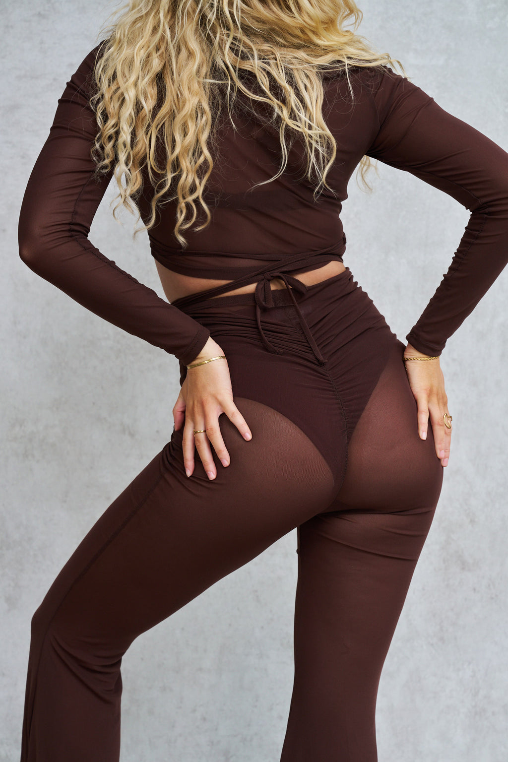 Lunalae – Sienna Mesh Flare Pants Chocolate