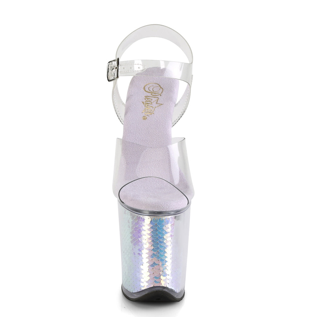 Pleaser - Flamingo 808MC - Holographic Mermaid - 8 inch