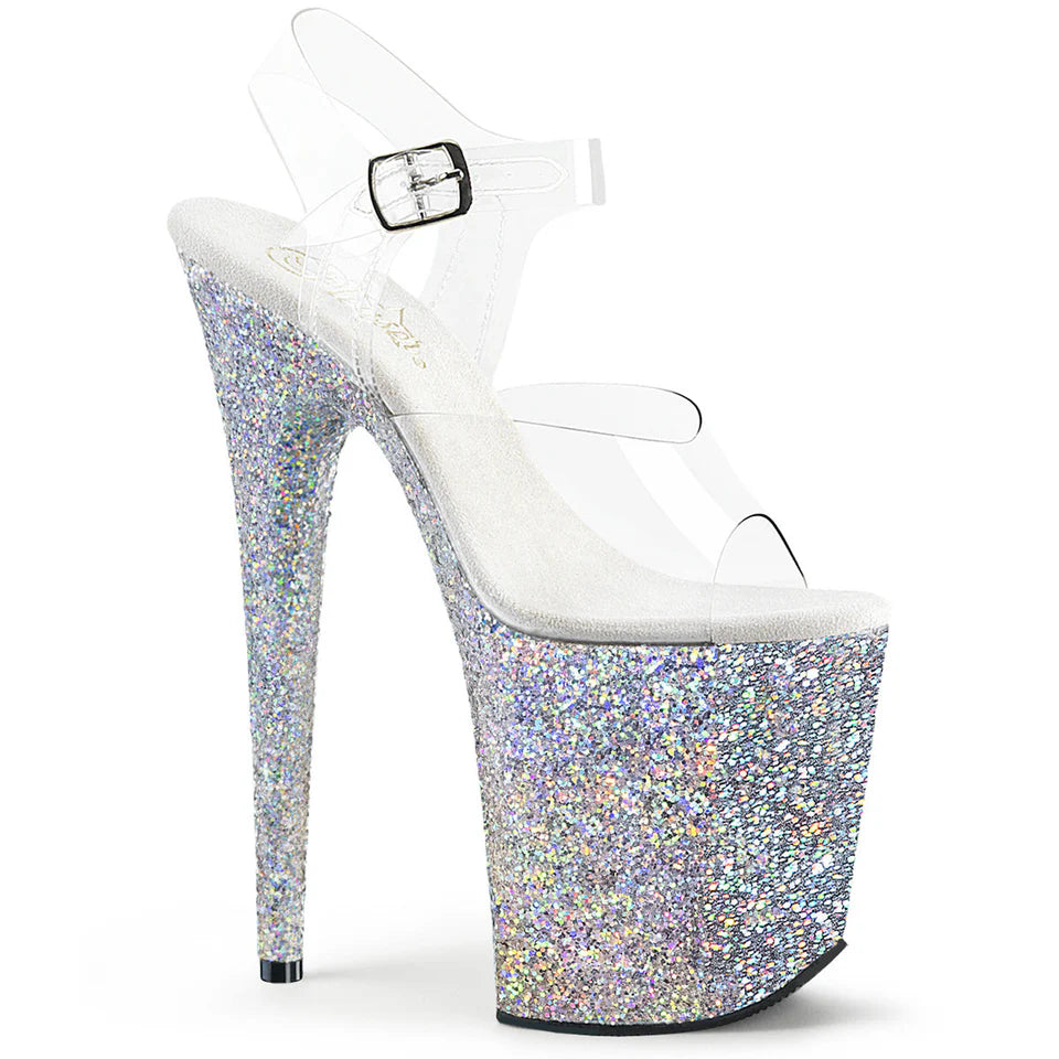 Pleaser - Flamingo 808 - Paillettes Silver - 8 inch