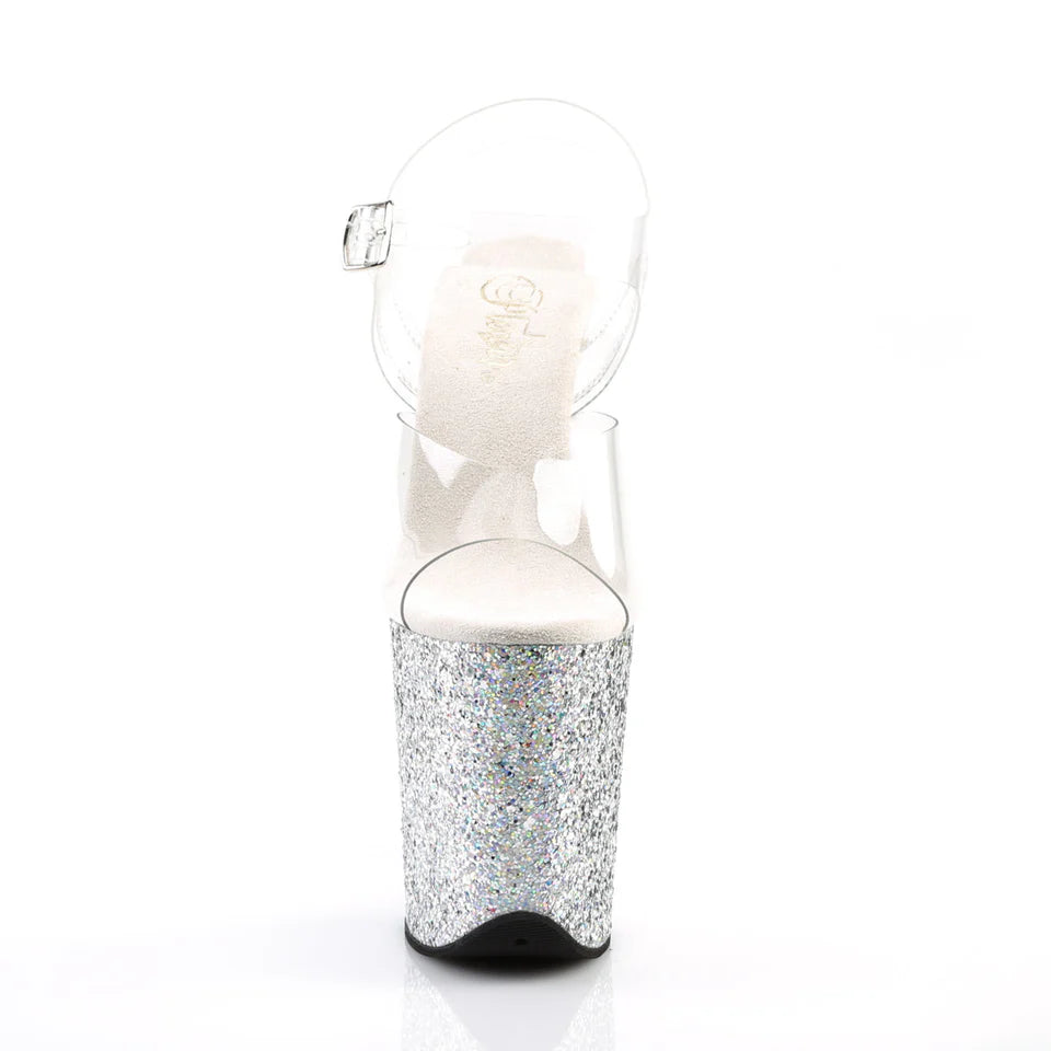 Pleaser - Flamingo 808 - Paillettes Silver - 8 inch