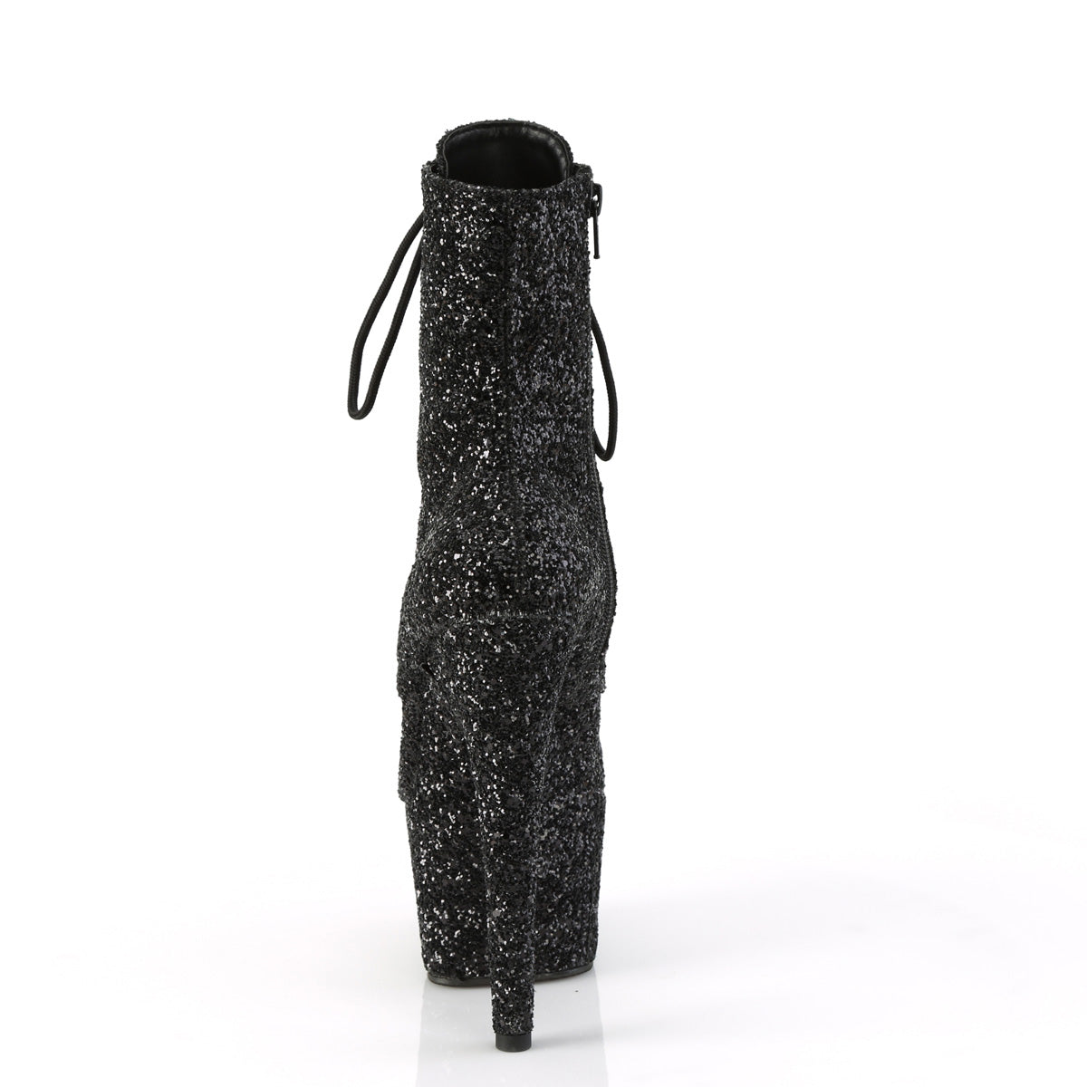 Chaussures de poledance de marque Pleaser. Le modèle est Adore 1020 Opal noires avec des paillettes avec un talon de hauteur 7 pouces.