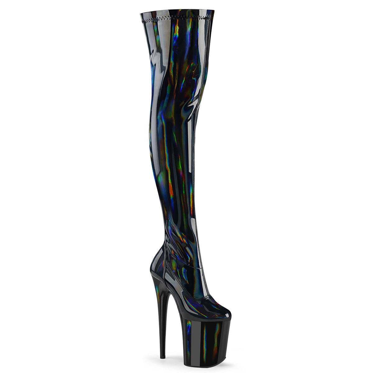Pleaser - Flamingo 3000 HWR - Black Holographique - 8 inch