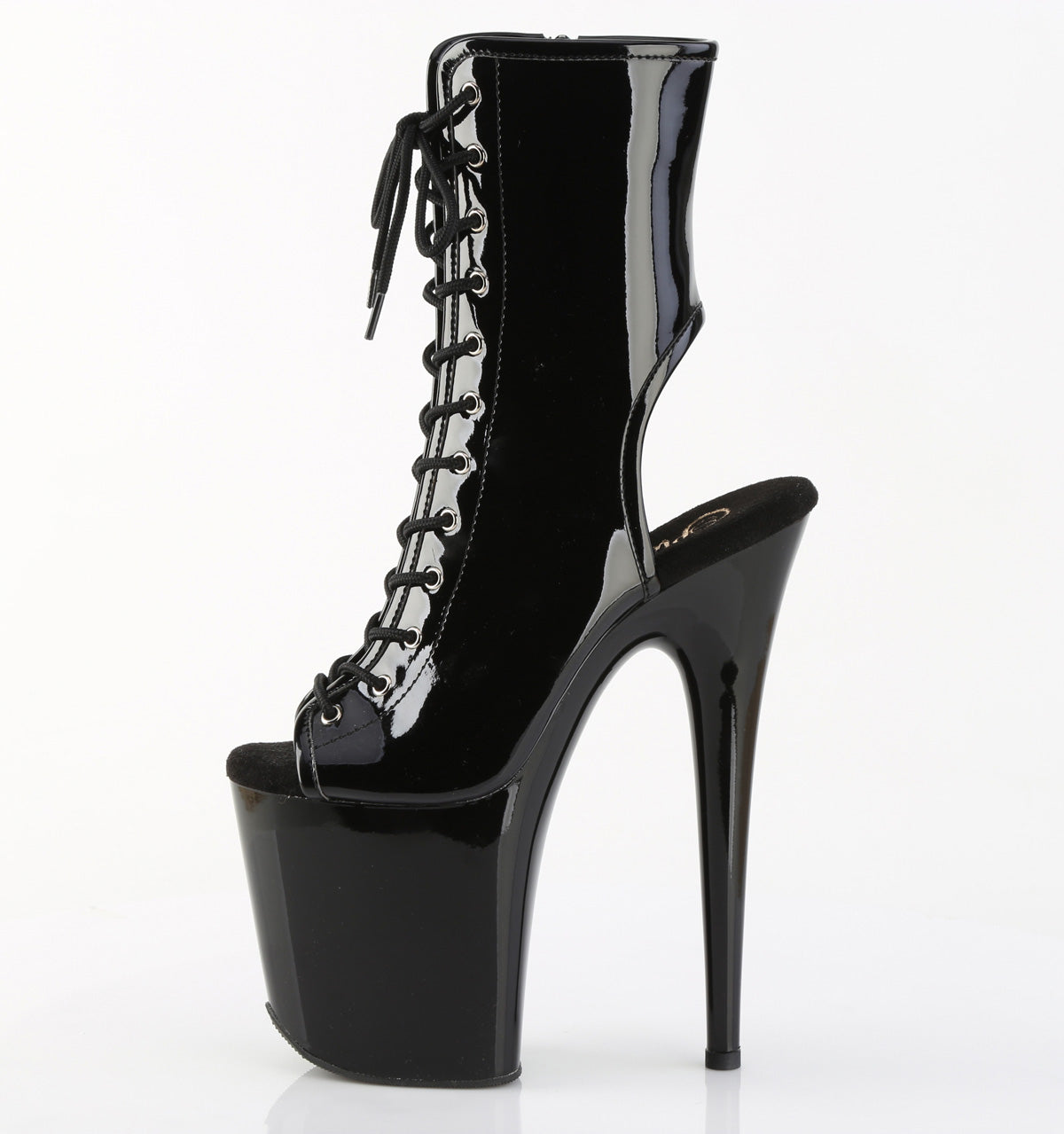Pleaser - Flamingo 1016 - Open Toe & Lace-Up Black - 8 inch