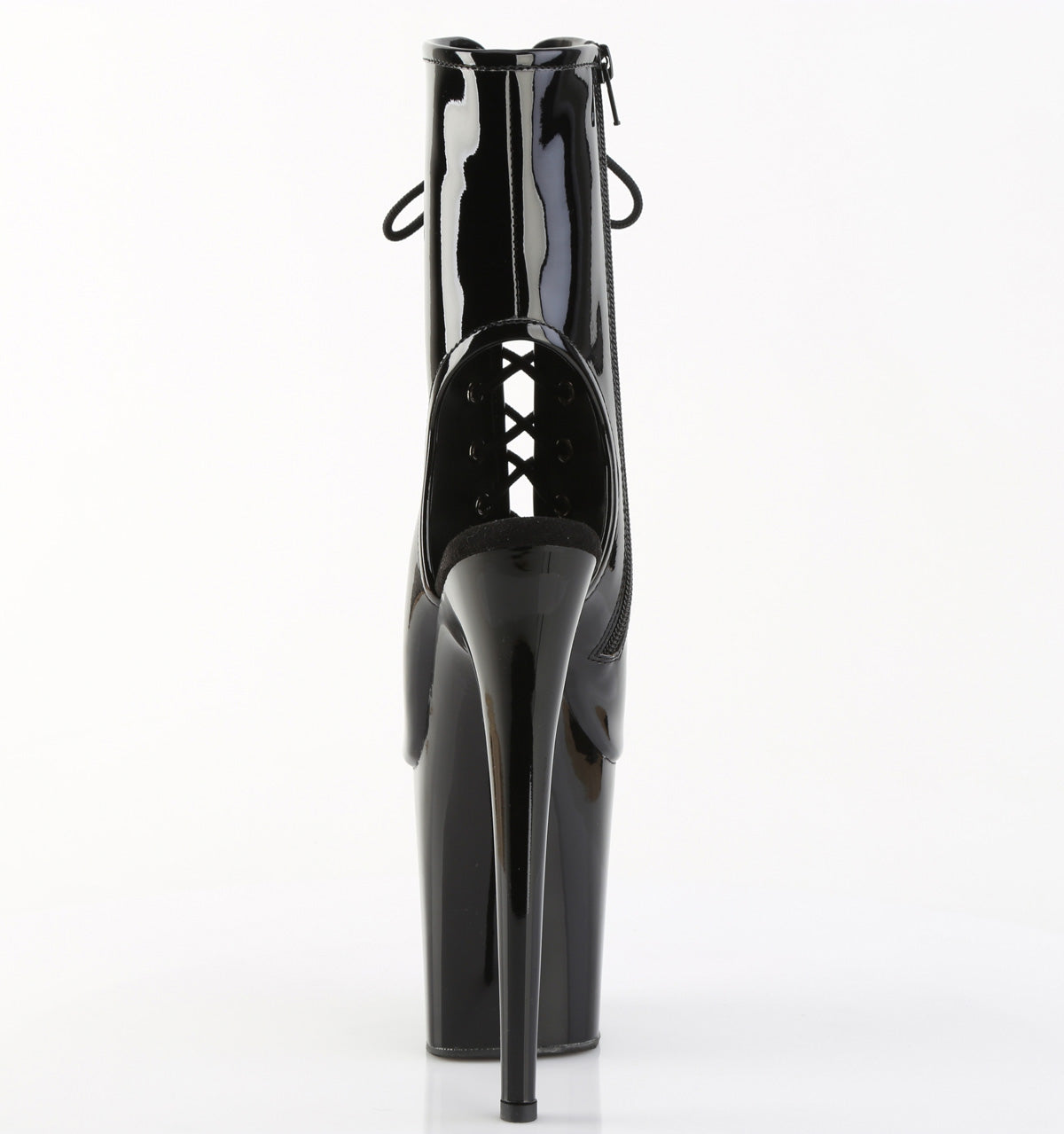 Pleaser - Flamingo 1016 - Open Toe & Lace-Up Black - 8 inch