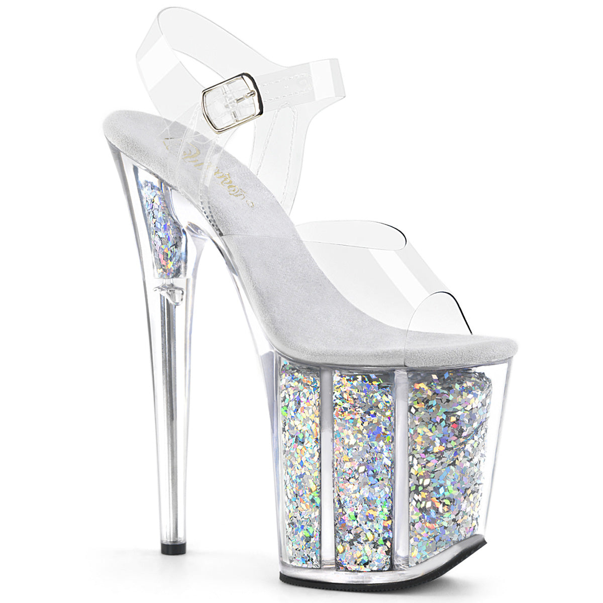 Pleaser - Flamingo 808GF - Clr / Silver Multi Glitter - 8 inch