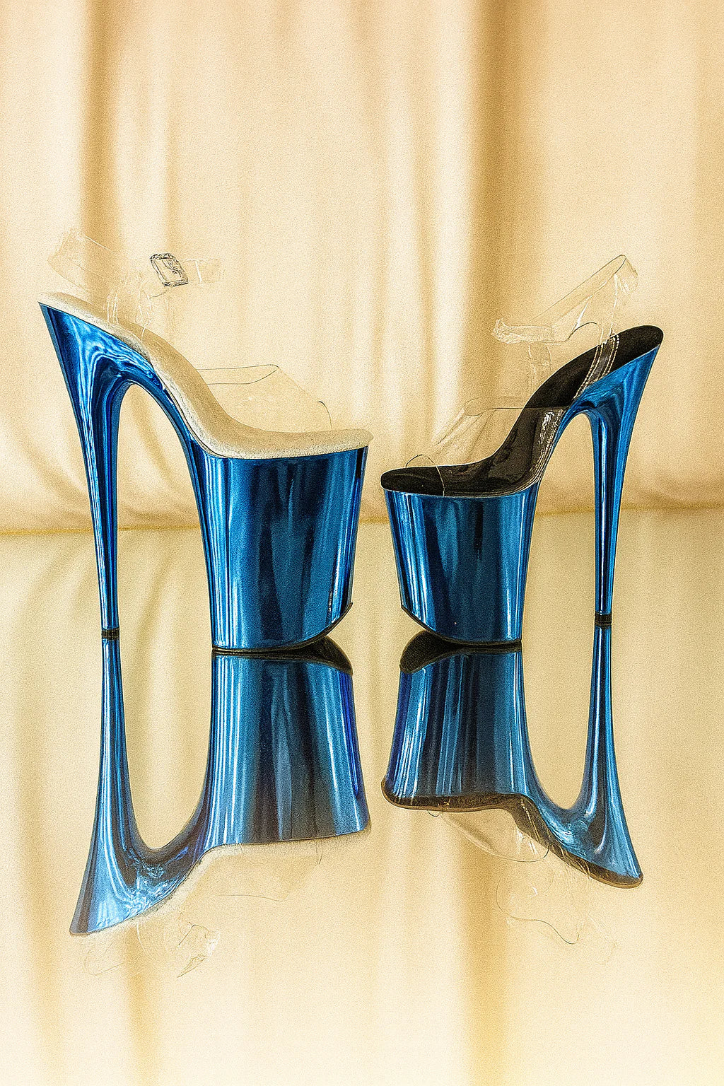 Polemom - Blue Chrome Skins + Pro Series Protector  - Pleaser Flamingo 8inch