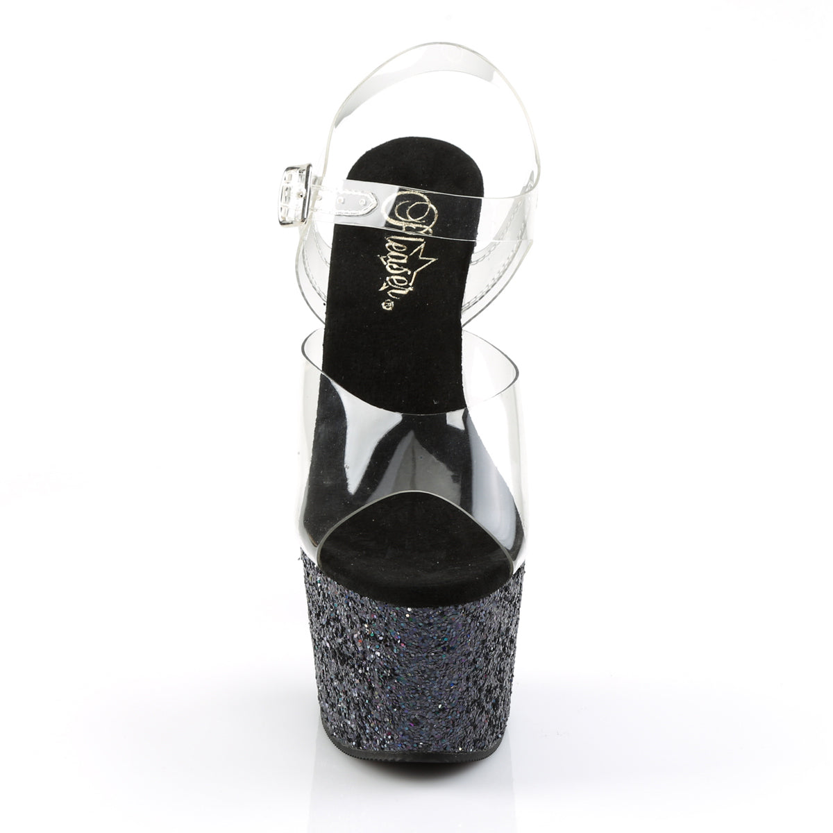Pleaser - 708 LG - Black Multi Glitter - 7 inch
