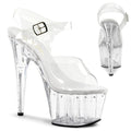 Pleaser Adore 708 LS Line Rhinestone sandales pole dance plateforme transparente straes