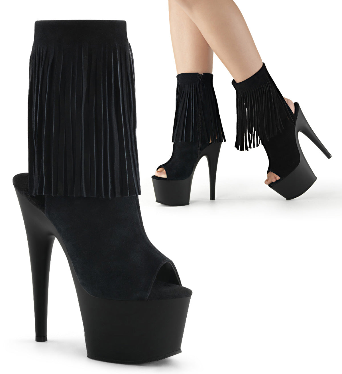 Pleaser - Adore 1019 - Black Suede - 7 inch