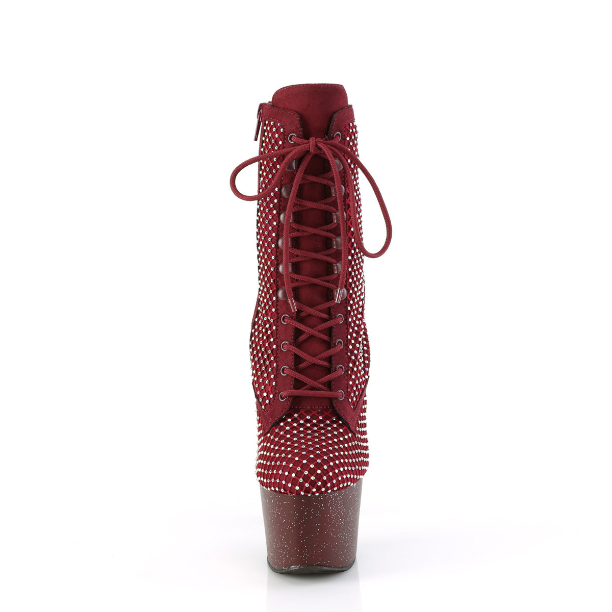 Pleaser - Adore 1020RM - Burgundy Faux Suede-Rhinestones Mesh - 7 inch