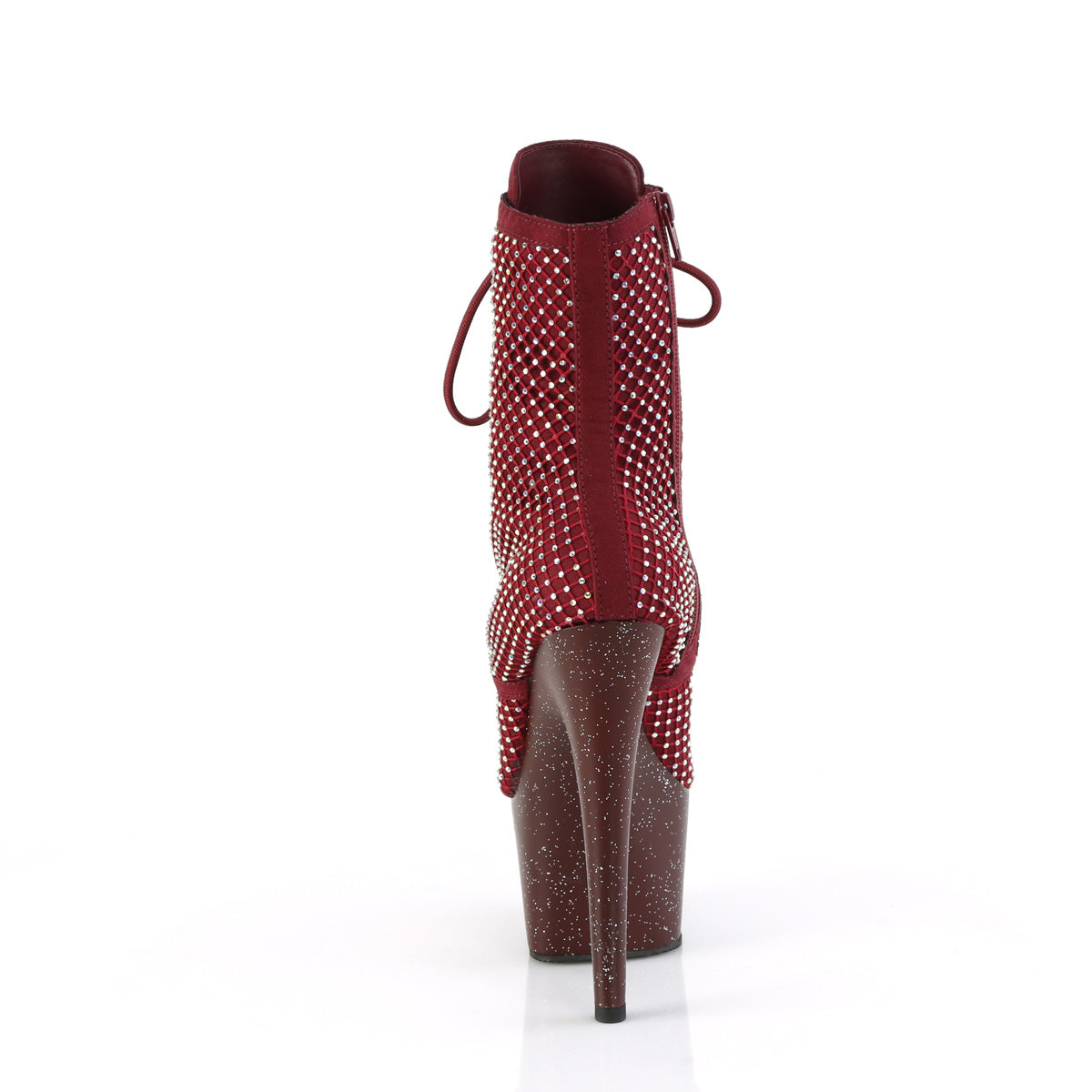 Pleaser - Adore 1020RM - Burgundy Faux Suede-Rhinestones Mesh - 7 inch