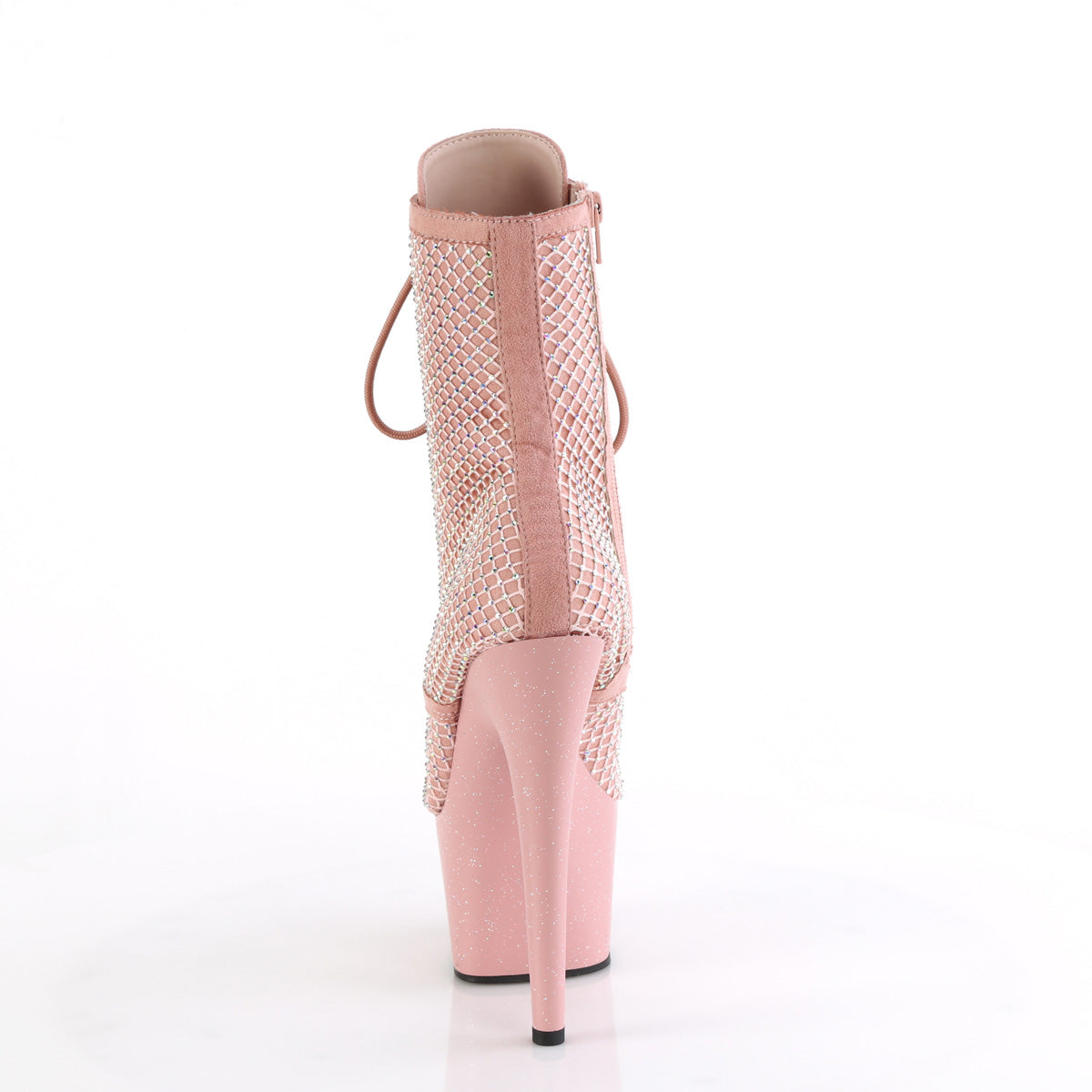 Pleaser - Adore 1020RM - Salmon Pink Faux Suede-Rhinestones Mesh - 7 inch