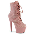 Pleaser - Adore 1020RM - Salmon Pink Faux Suede-Rhinestones Mesh - 7 inch