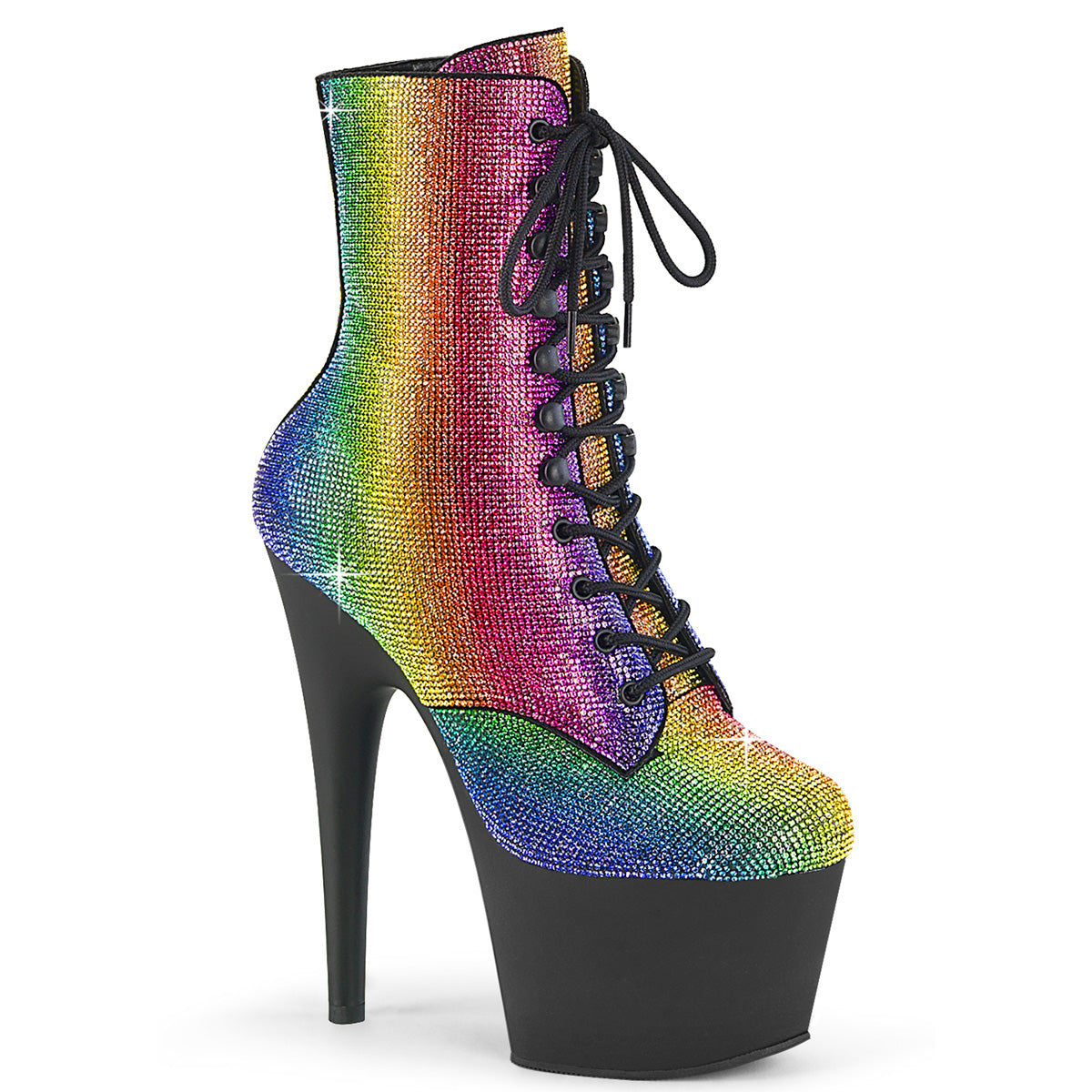 Pleaser - Adore 1020RS - Rainbow Rhinestones - 7 inch