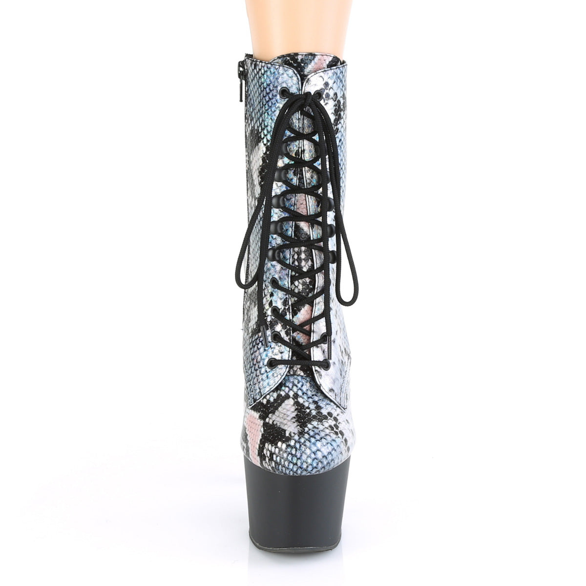 Pleaser - Adore 1020SP - Silver Holographique Snake Print - 7 inch