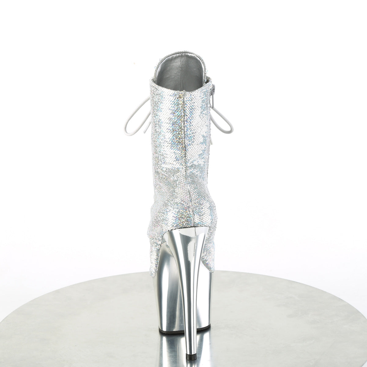 Pleaser - Adore 1020SQ-02 - Silver Holographique Sequins - 7 inch