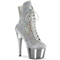 Pleaser - Adore 1020SQ-02 - Silver Holographique Sequins - 7 inch