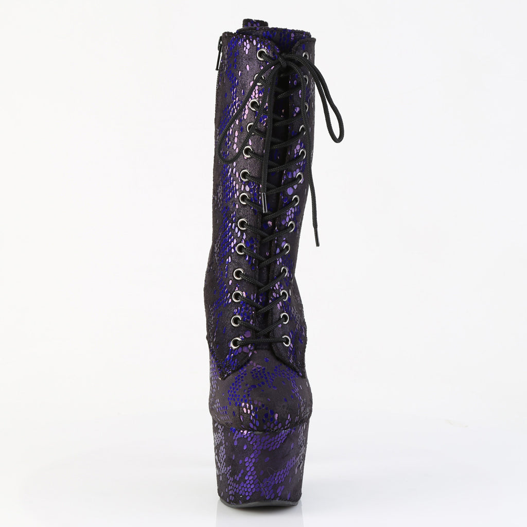 Pleaser - Adore 1040SPF - Purple Metallic Snake Print Fabric - 7 inch