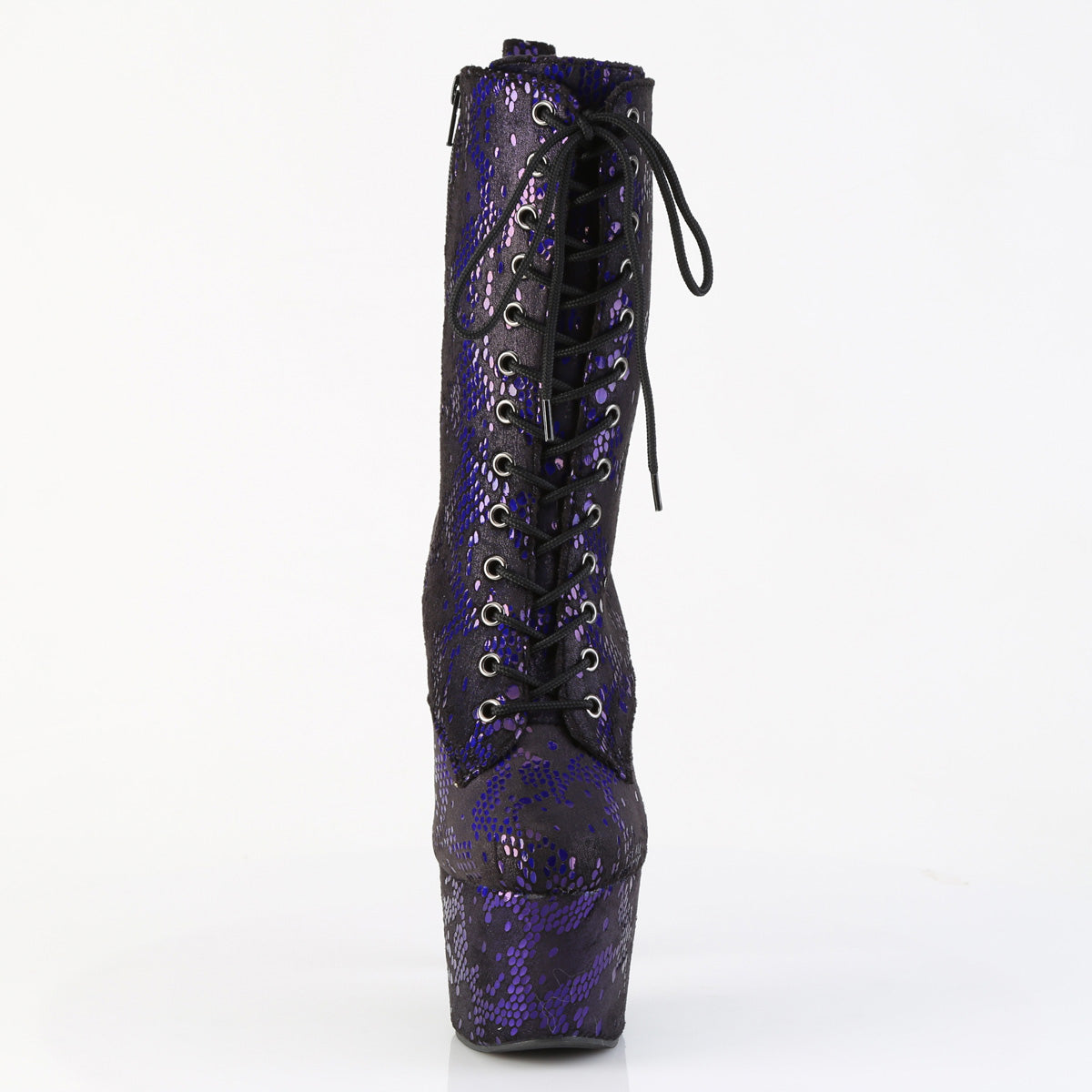 Pleaser - Adore 1040SPF - Purple Metallic Snake Print Fabric - 7 inch