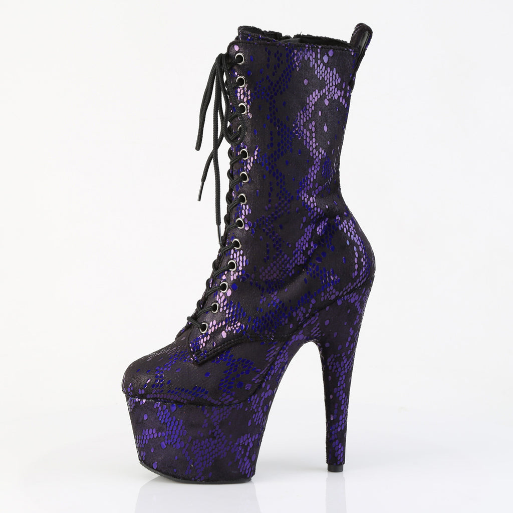 Pleaser - Adore 1040SPF - Purple Metallic Snake Print Fabric - 7 inch