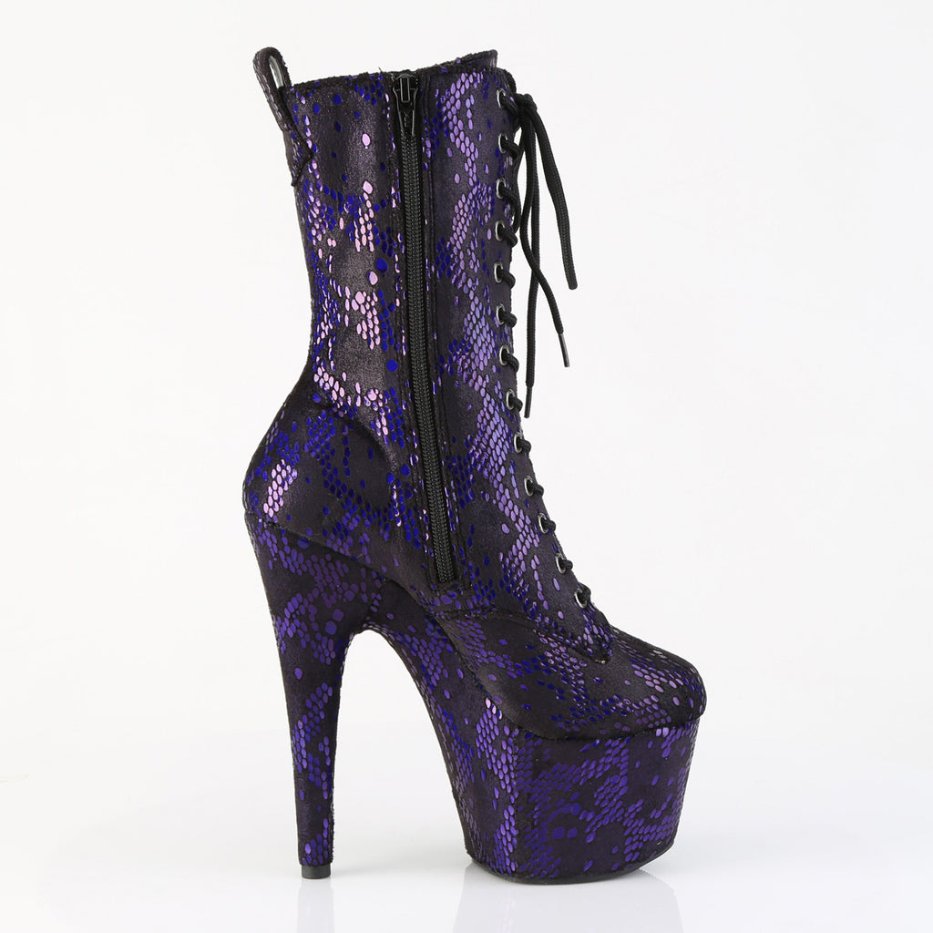 Pleaser - Adore 1040SPF - Purple Metallic Snake Print Fabric - 7 inch