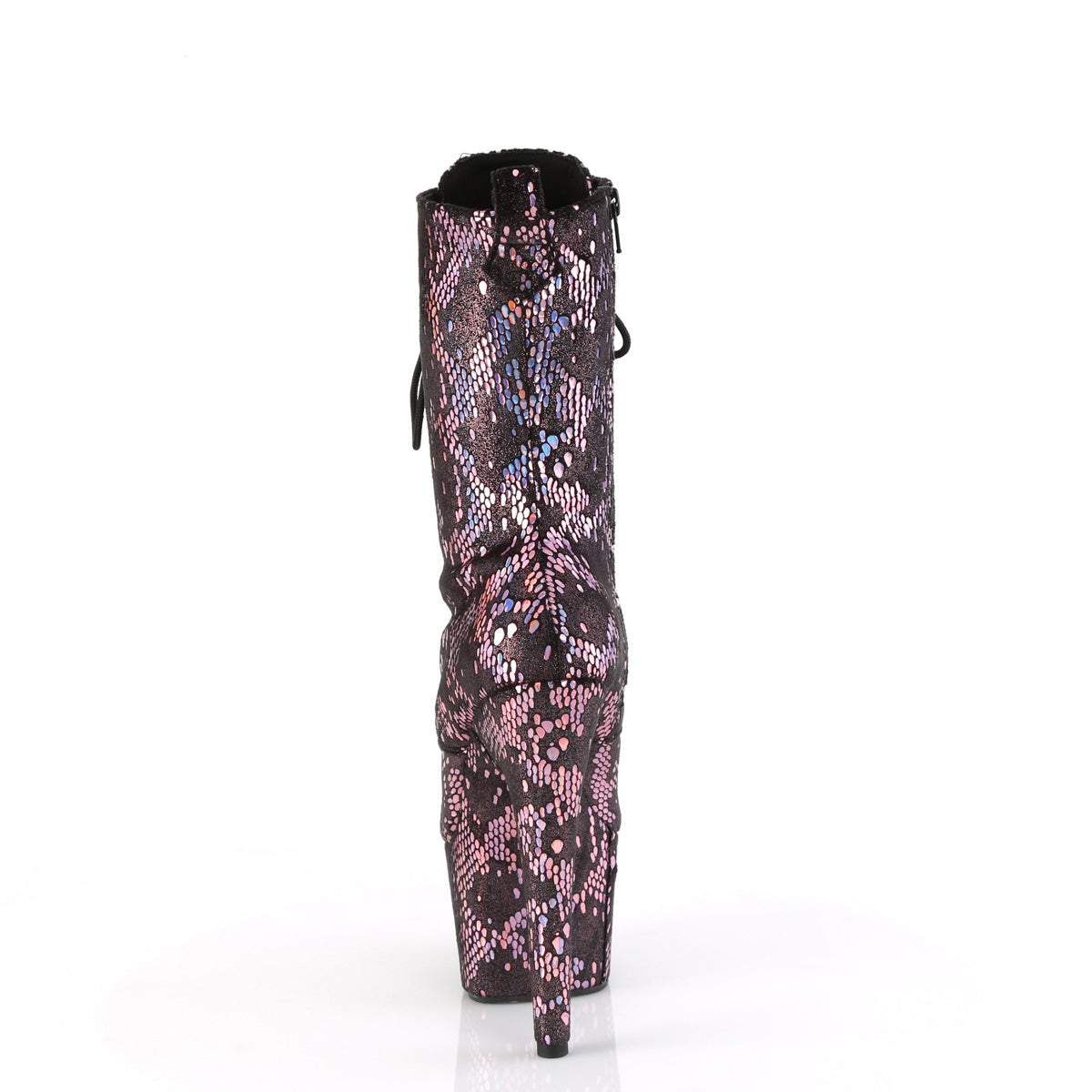 Pleaser - Adore 1040SPF - Baby Pink Metallic Holographique Snake Print Fabric - 7 inch