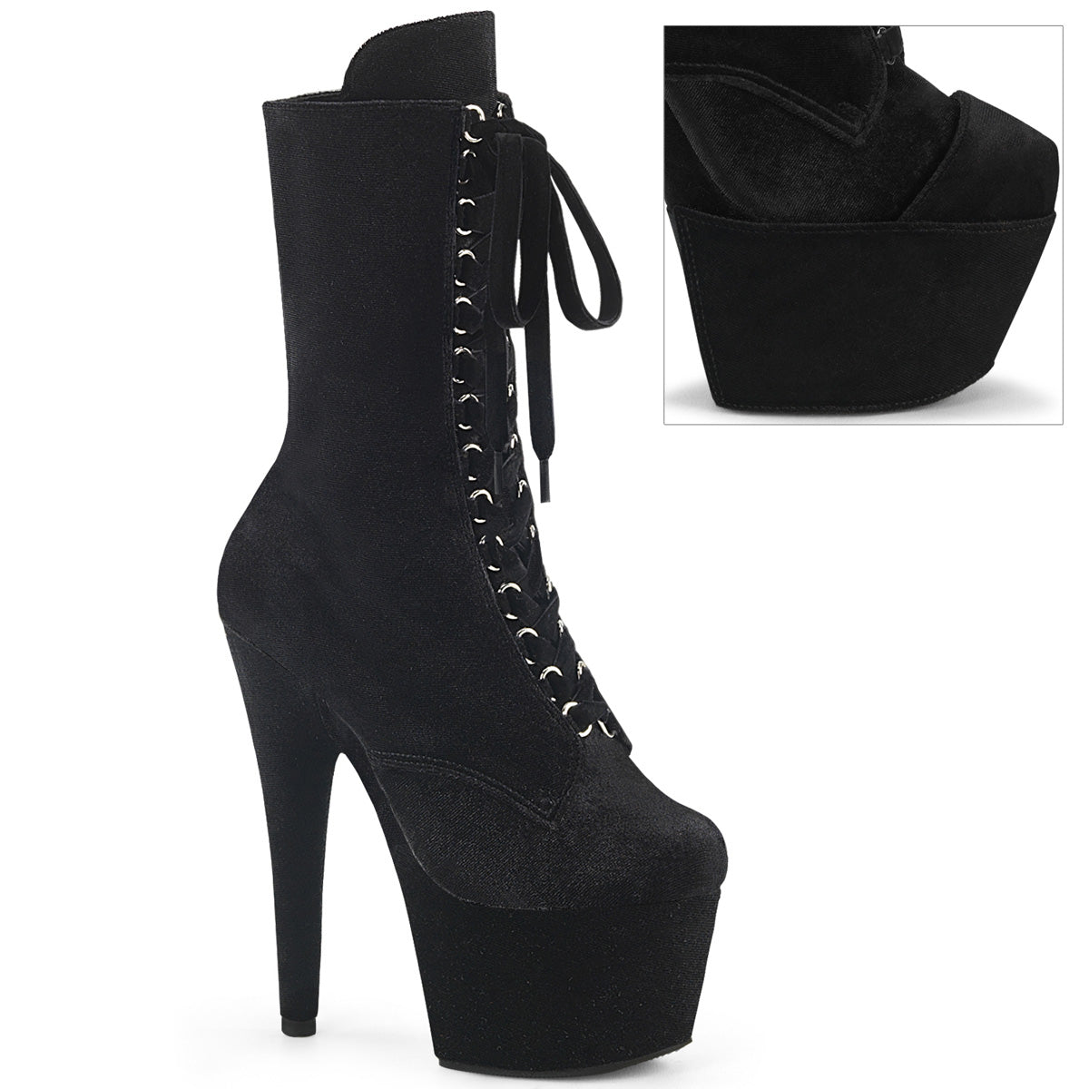 Pleaser - Adore 1045VEL - Black Velvet - 7 inch