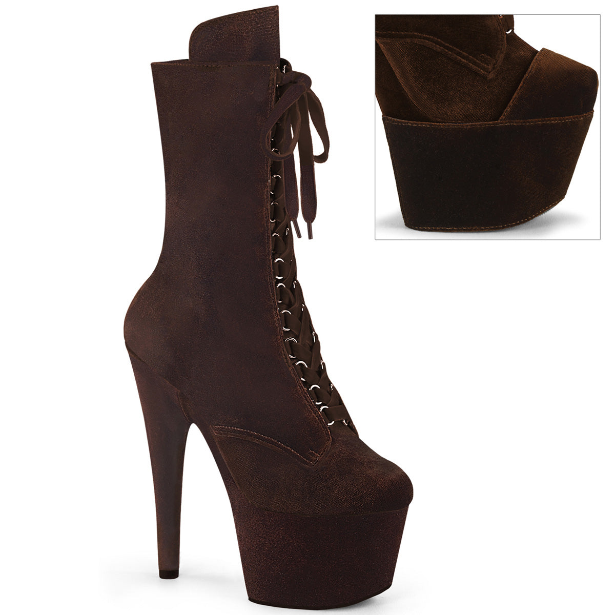 Pleaser - Adore 1045VEL - Brown Velvet - 7 inch
