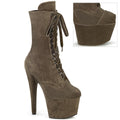 Pleaser - Adore 1045VEL - Khaki Velvet - 7 inch