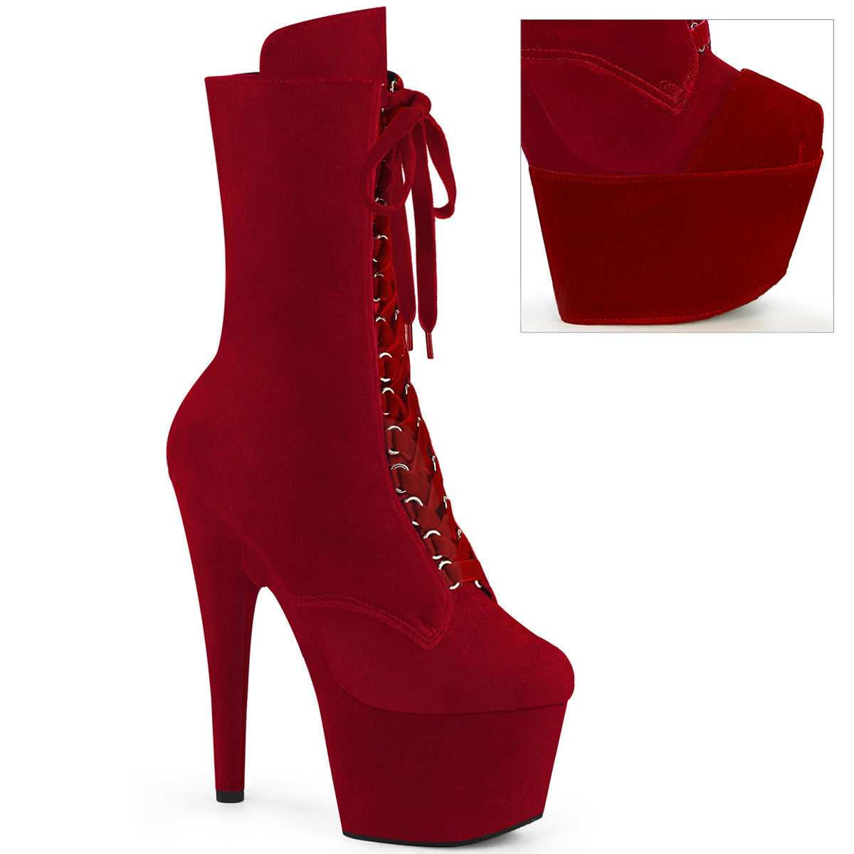 Pleaser - Adore 1045VEL - Red Velvet - 7 inch