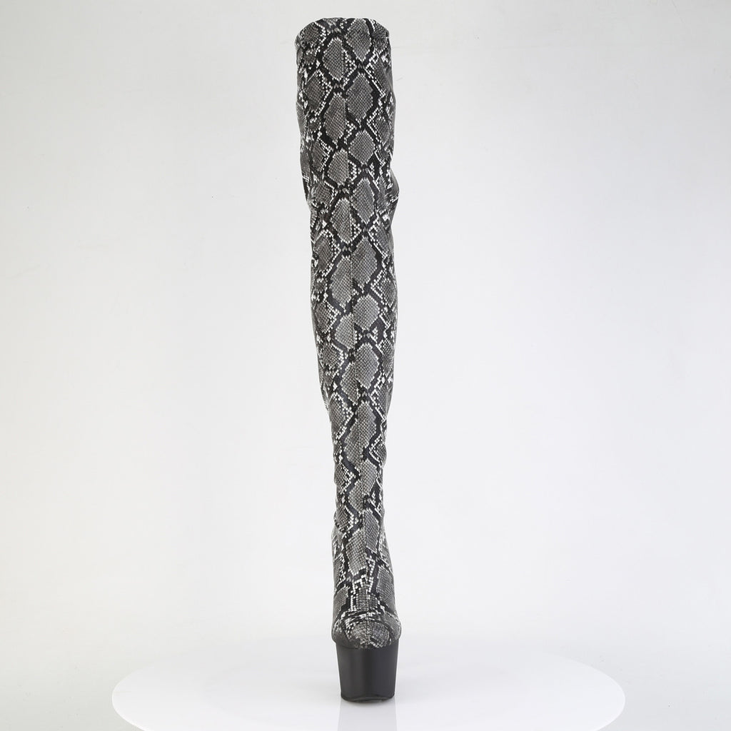 Pleaser - Adore 3008SP-BT - Grey-Black Snake Print - 7 inch