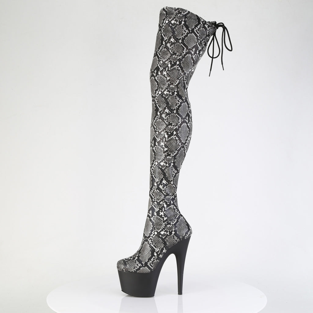 Pleaser - Adore 3008SP-BT - Grey-Black Snake Print - 7 inch