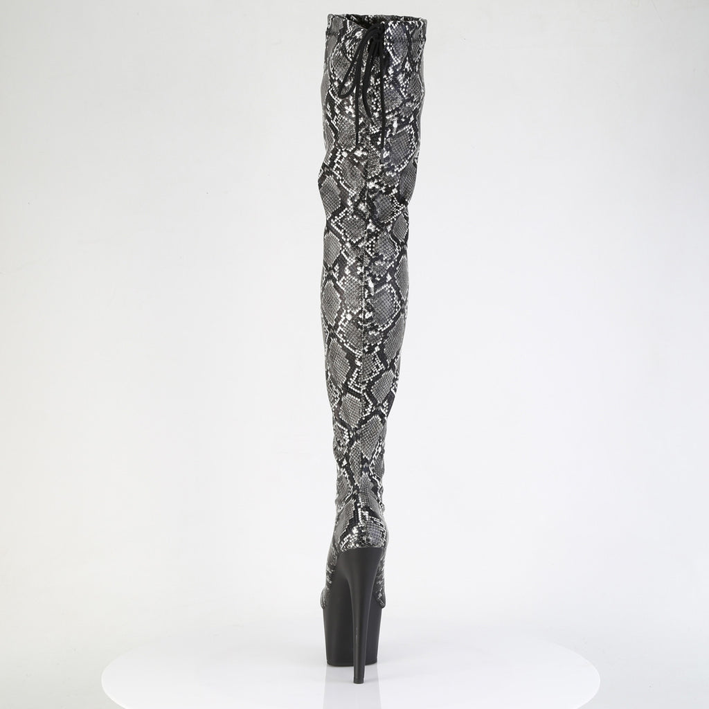 Pleaser - Adore 3008SP-BT - Grey-Black Snake Print - 7 inch