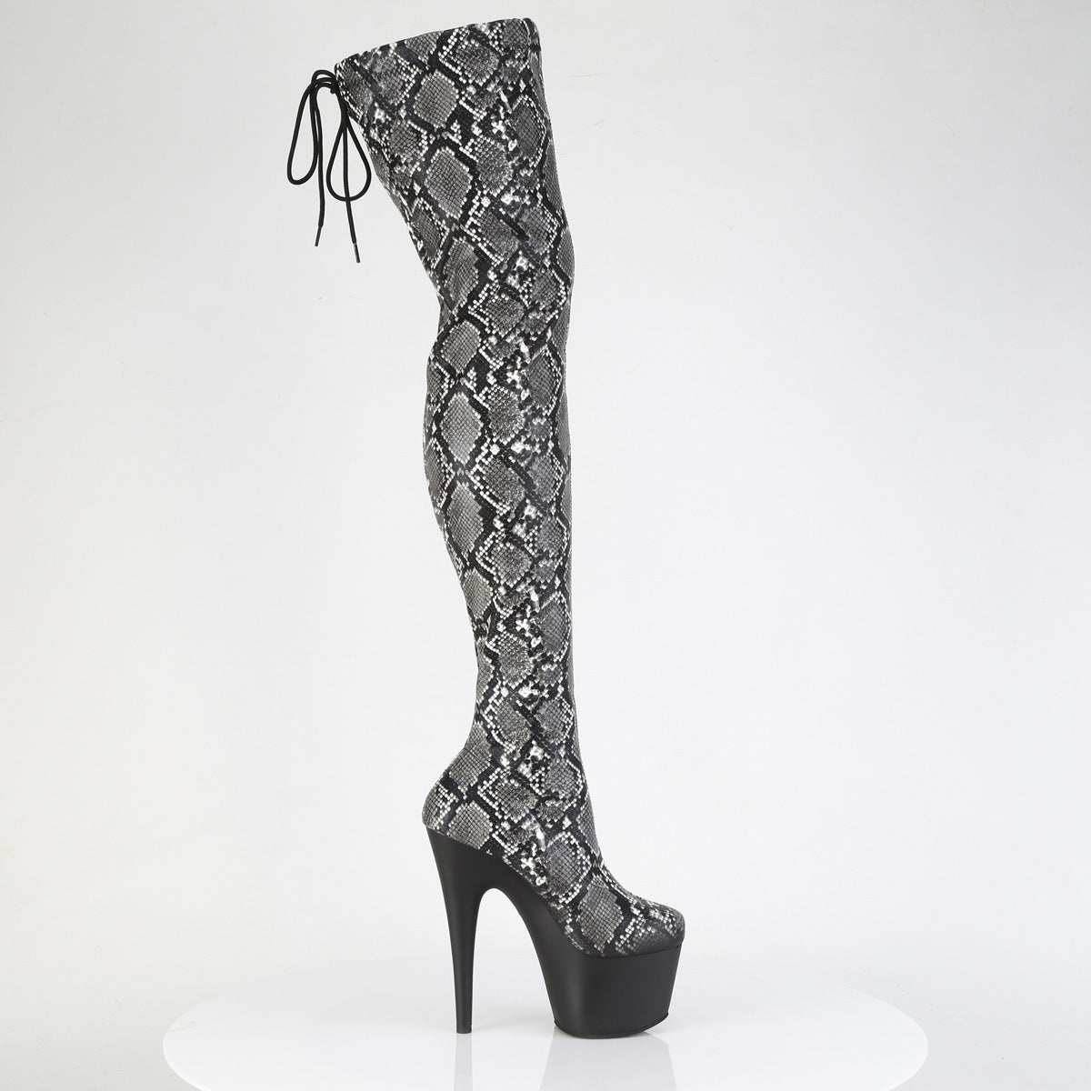 Pleaser - Adore 3008SP-BT - Grey-Black Snake Print - 7 inch