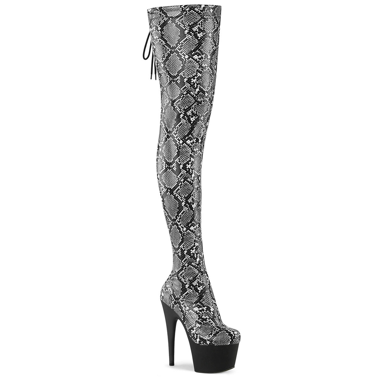 Pleaser - Adore 3008SP-BT - Grey-Black Snake Print - 7 inch