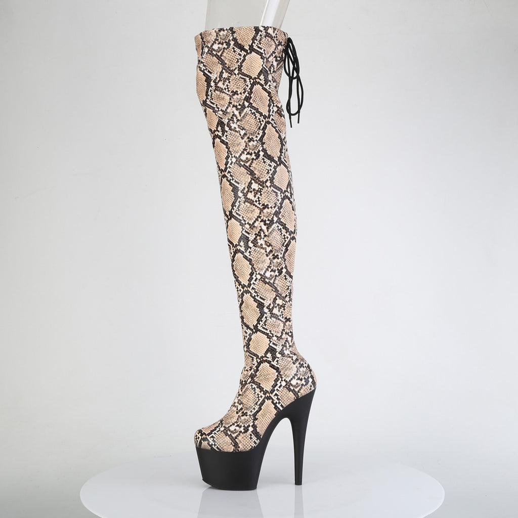 Pleaser - Adore 3008SP-BT - Tan-Brown Snake Print - 7 inch