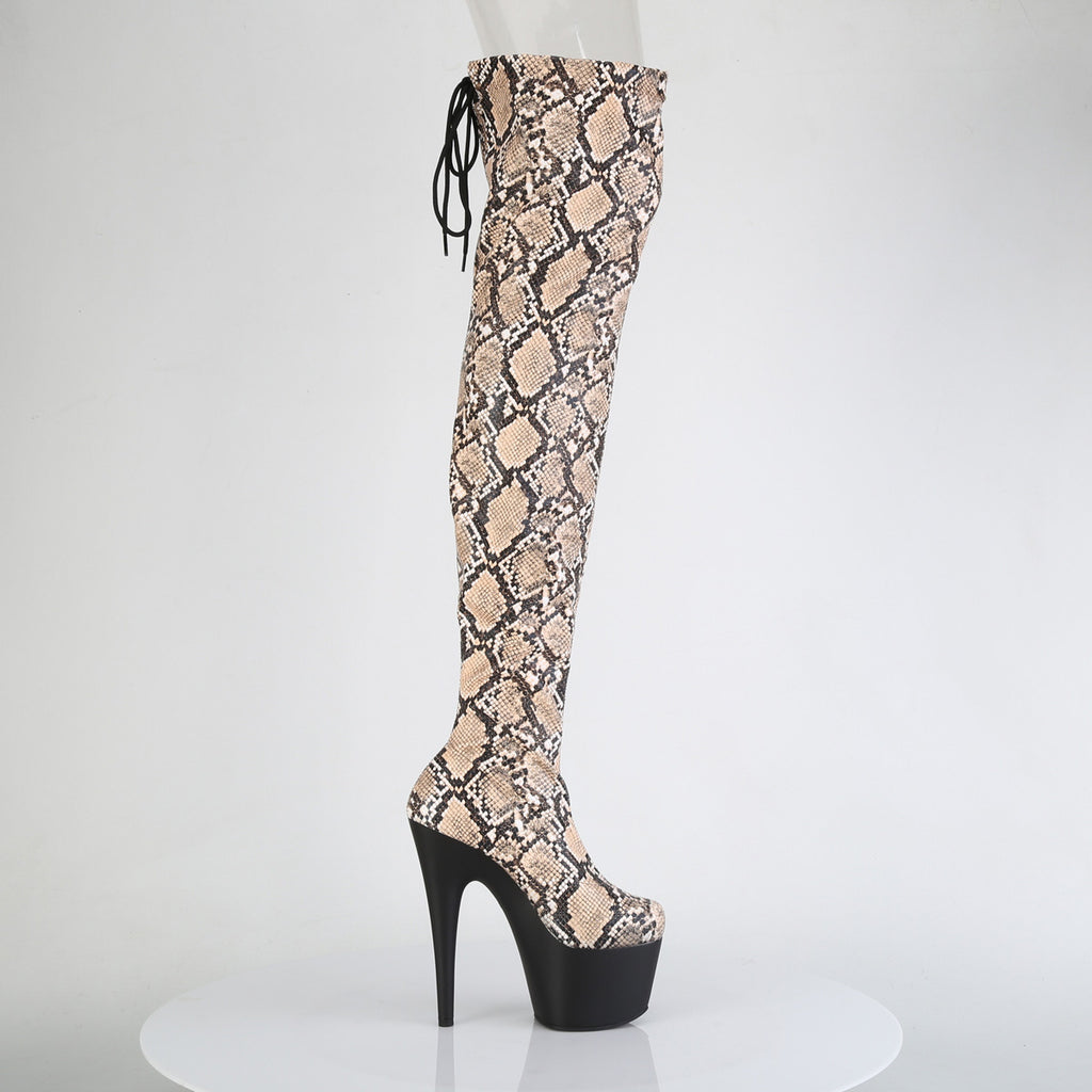 Pleaser - Adore 3008SP-BT - Tan-Brown Snake Print - 7 inch