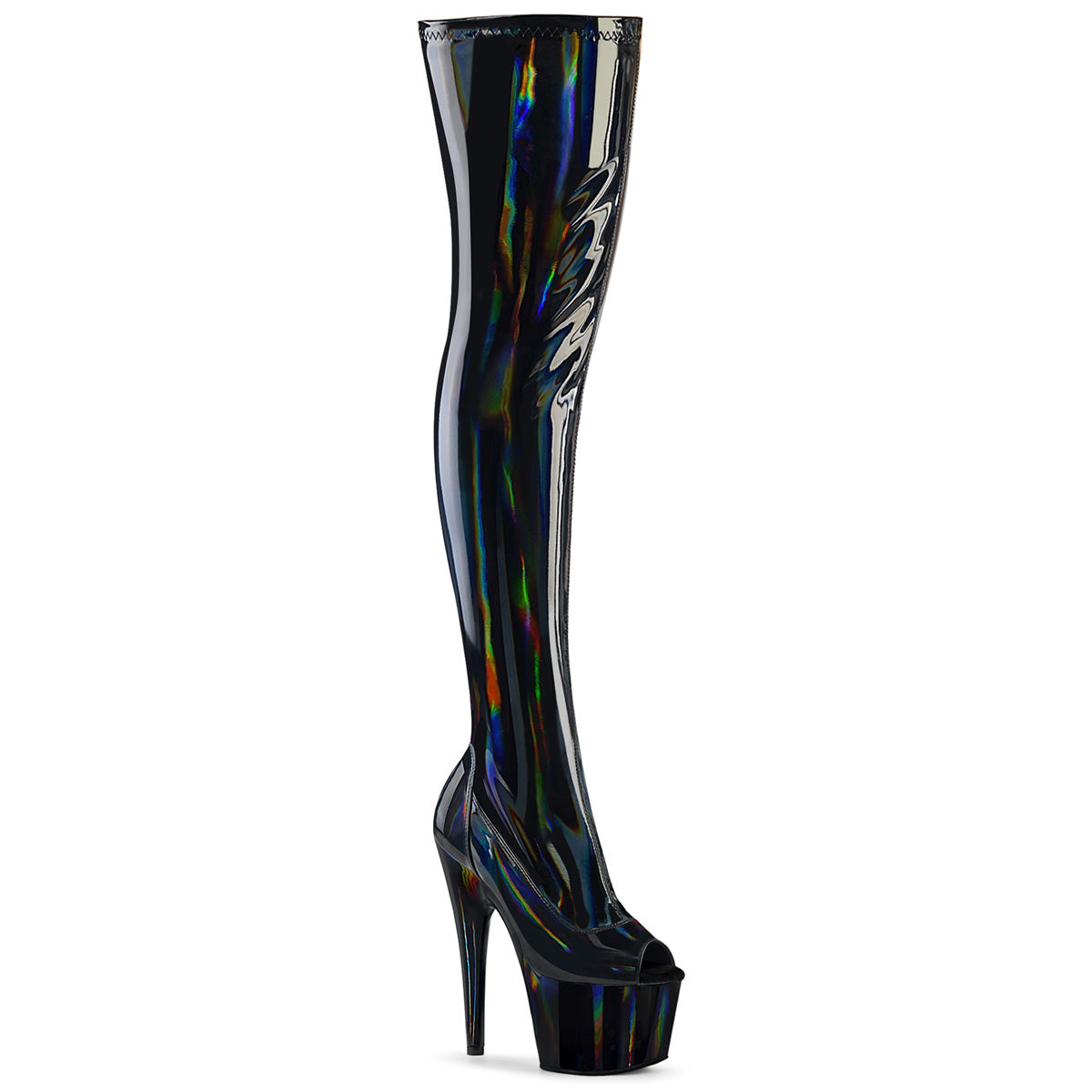 Pleaser - Adore 3011HWR - Black . Holographique - 7 inch