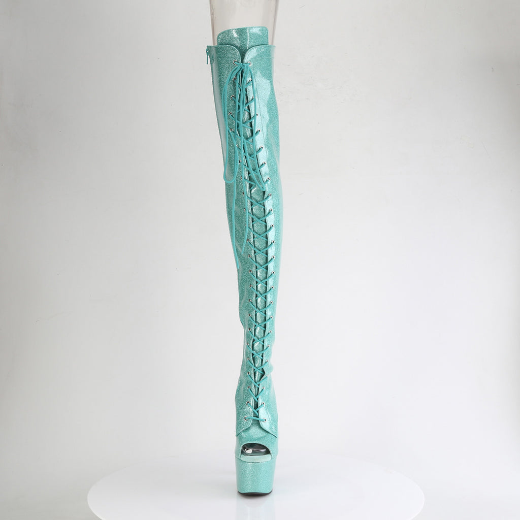 Pleaser - Adore 3021GP - Aqua Glitter - 7 inch
