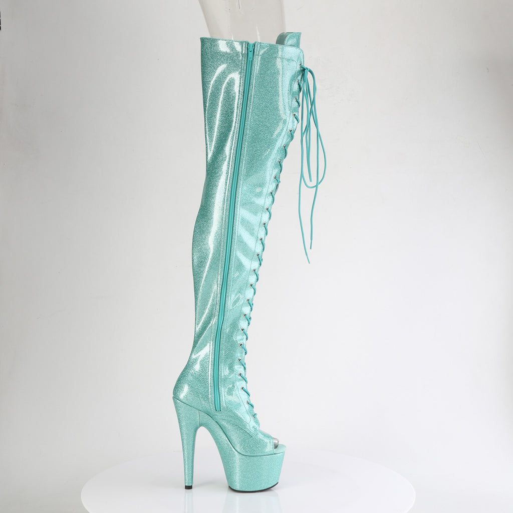 Pleaser - Adore 3021GP - Aqua Glitter - 7 inch