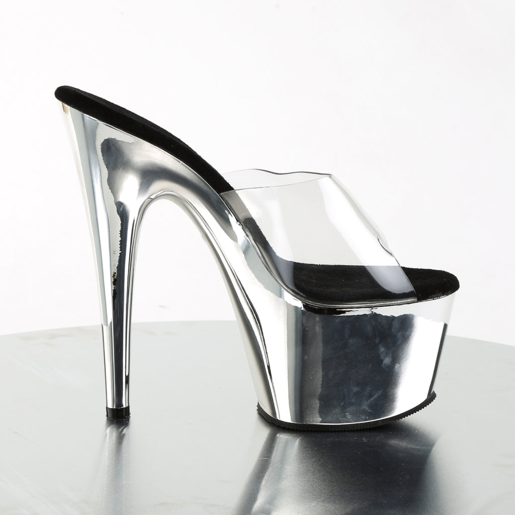 Pleaser - Adore 701 - Silver Chrome - 7 inch